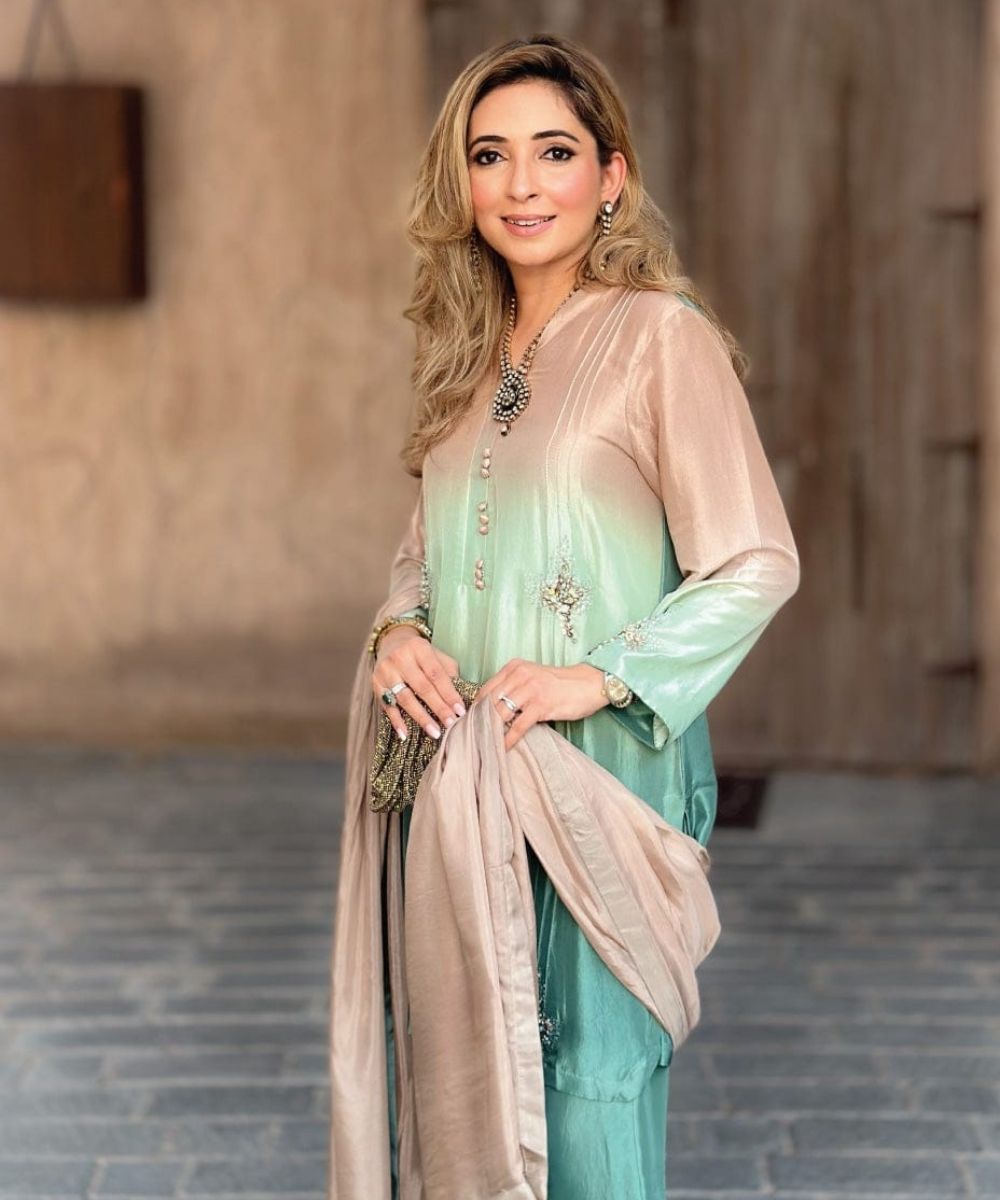 Gorgeous green ombre raw silk